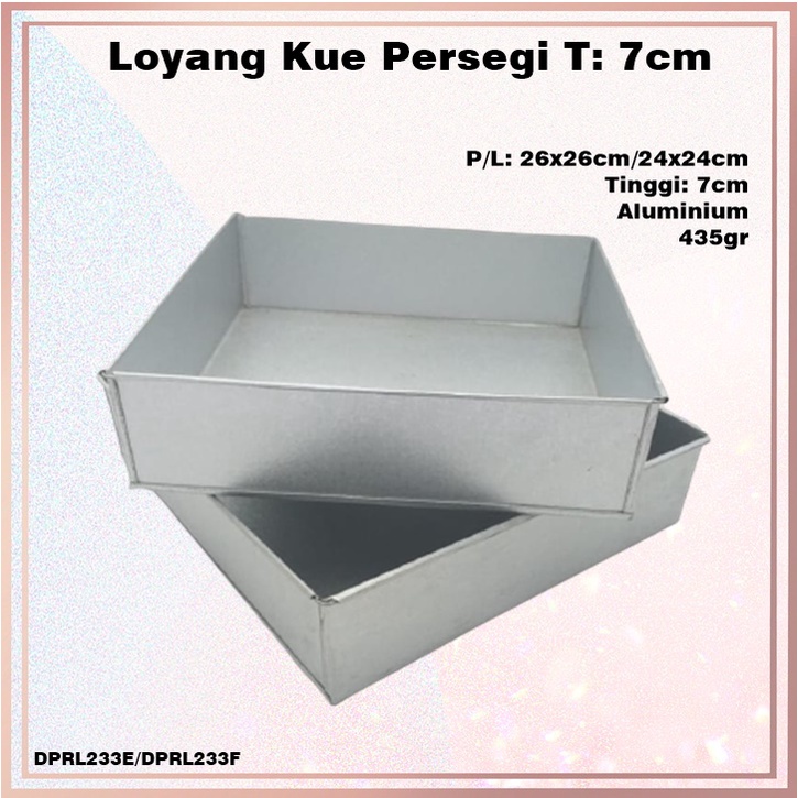 [Set 2pcs] Loyang Kue Segi Aluminium/Oven T:7cm P/L: 24x24cm &amp; 26x26cm