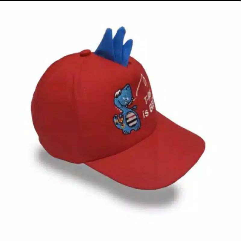TOPI Dinosaurus / TOPI T-REX / TOPI ANAK DINO / TOPI ANAK LUCU-Merah