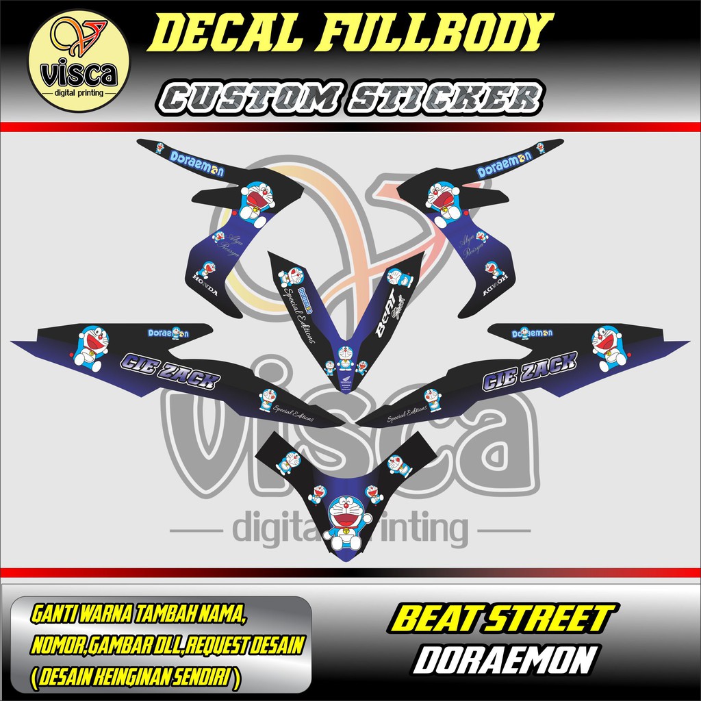 Stiker Decal Striping Full Body Beat Street Doraemon Hitam