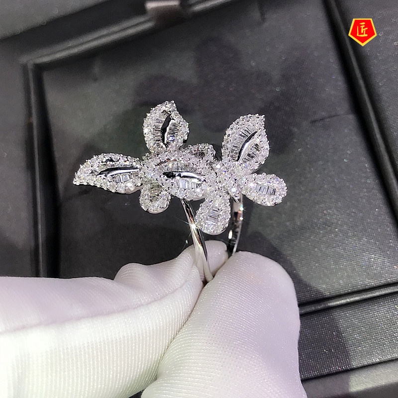 [Ready Stock]Two Butterfly Square Diamond Ring