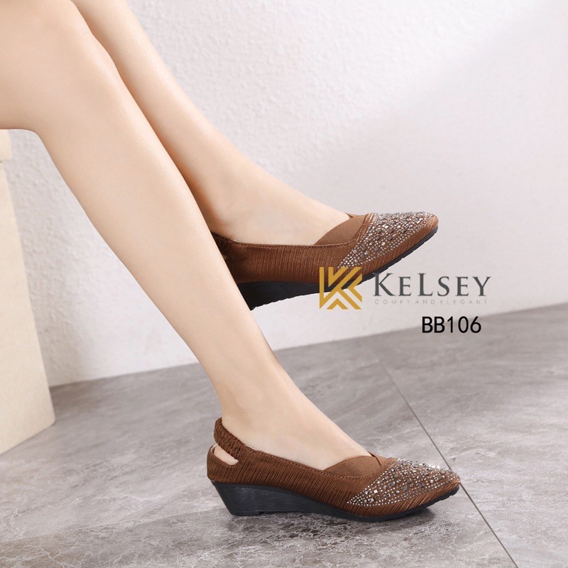 NICOLE SEPATU WEDGES WANITA MOTIF KELSEY BB106