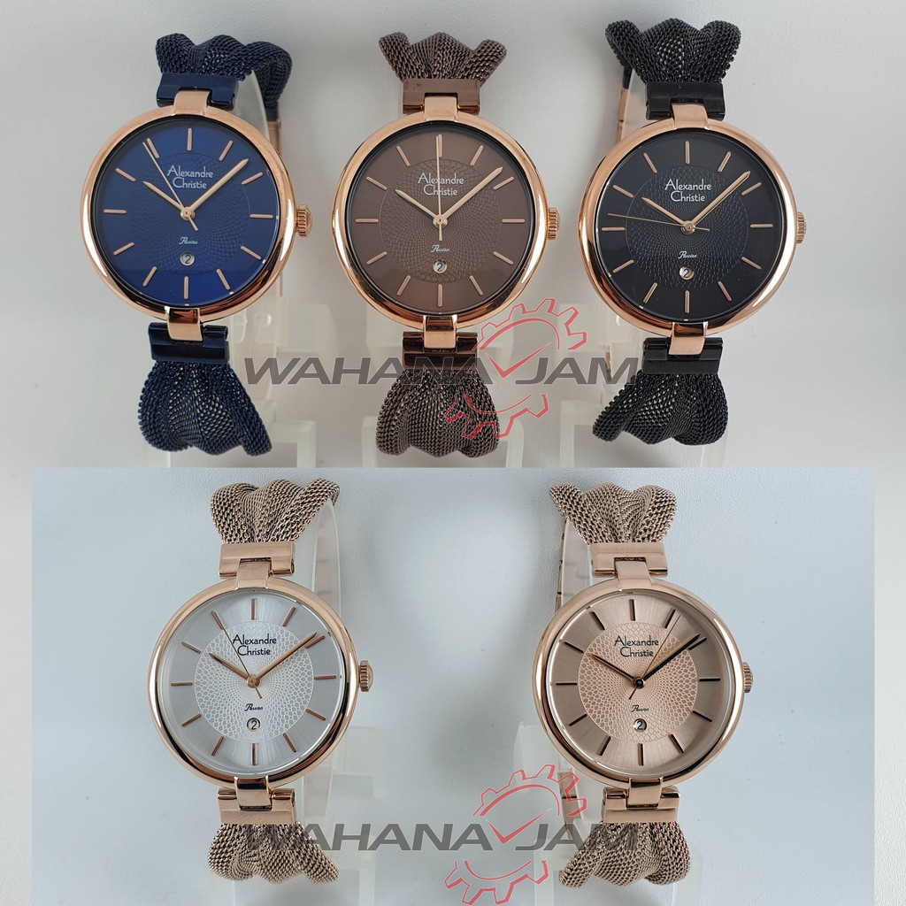 Alexandre Christie AC 2872 LD / Jam Tangan Wanita AC2872 Rantai Rajut Steel Alexander Cewek Original