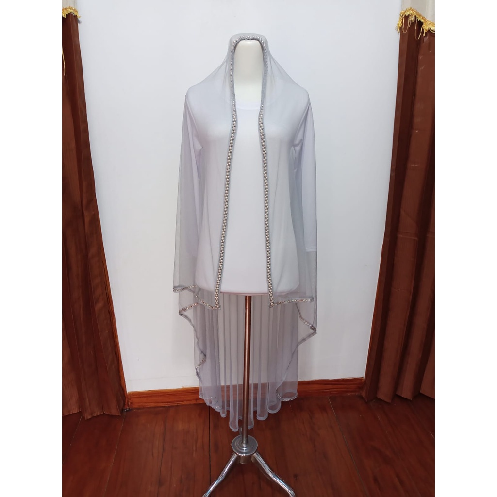 slayer pengantin ABU TUA kerudung pengantin hijab pengantin elegan | slayer pengantin murah