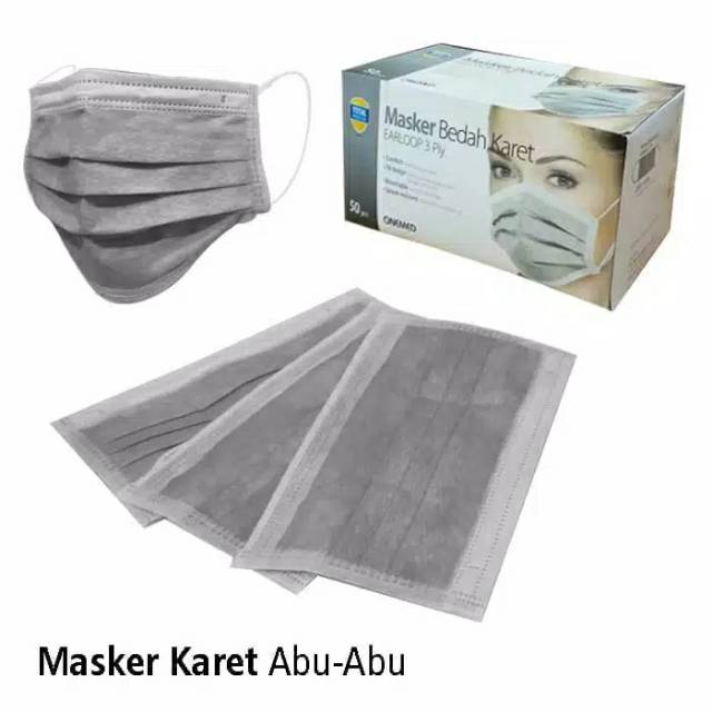 Masker onemed abu earloop 3 ply