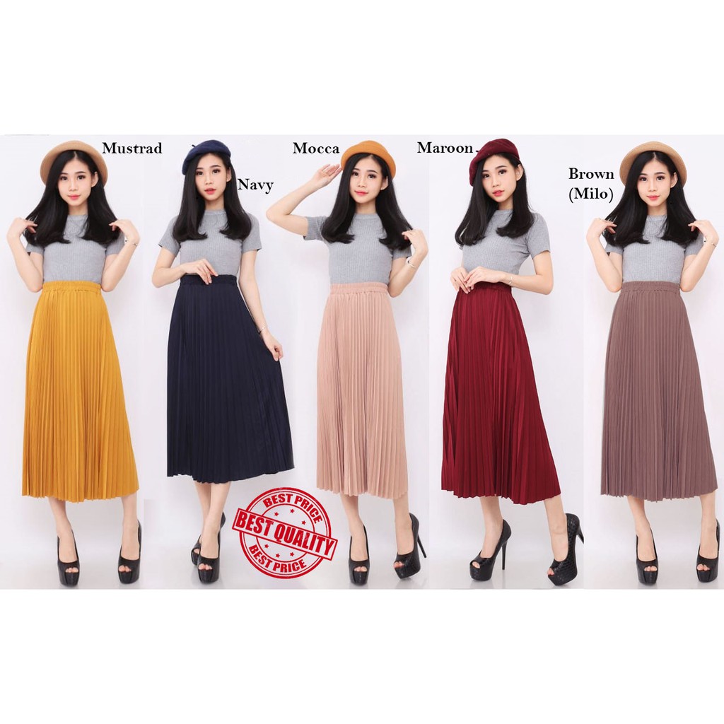 Rok Plisket - Rok Wanita 7/8 Bahan Premium Mrs4