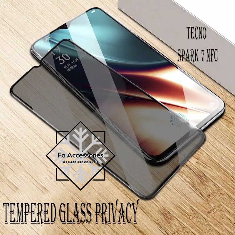 FA Tempered Glass Privacy Anti Spy Full TECNO SPARK 7 7NFC 8 8c 8p 8t GO 2019 2020 2021 2022 2023 C P T NFC FULL GORES INTIP