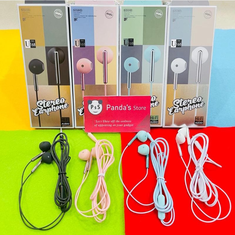 Earphone Superbass Makaron U168 Headset / Stereo Earphone + Packing