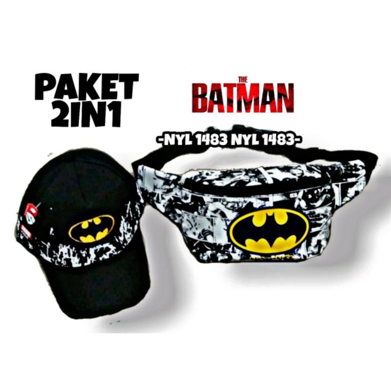 new arrival paket 2in1 tas selempang anak dan topi anak banyak karakter waistbag anak laki laki