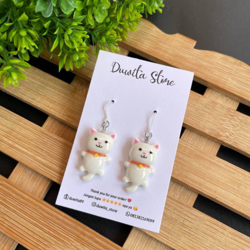 HANDMADE ANTING DEWASA KAITAN PLASTIK PREMIUM MOTIF CAT