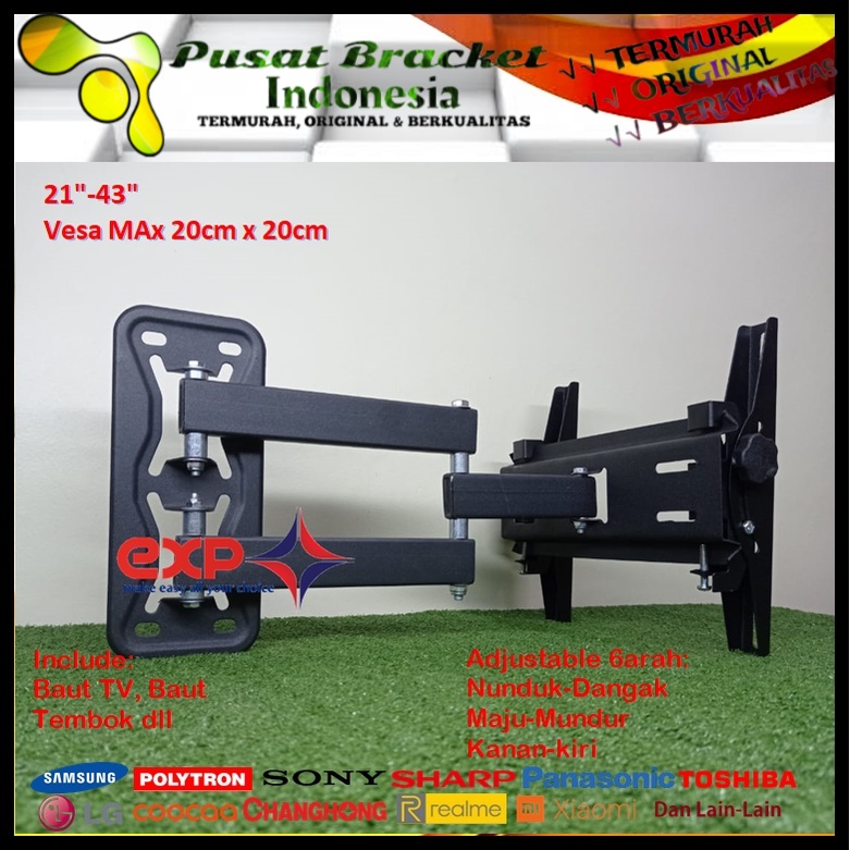 Bracket TV LG 14 s/d 43 inch 6 ARAH FULL BESI SUPER KOKOH GARANSI 100% ORI