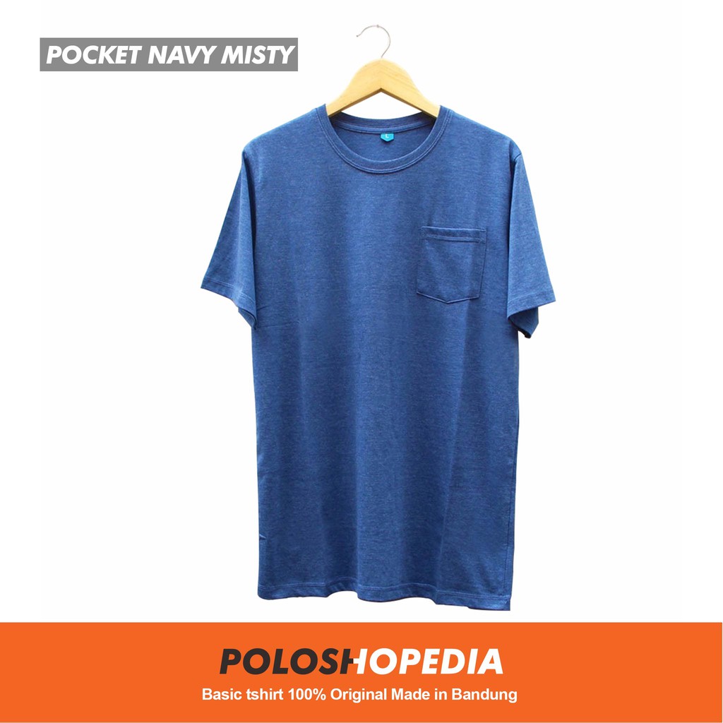 KAOS POLOS POCKET NAVY MISTY UNISEX  / KAOS POLOS PRIA WANITA / BAJU KAOS POLOS SAKU NAVY MISTY