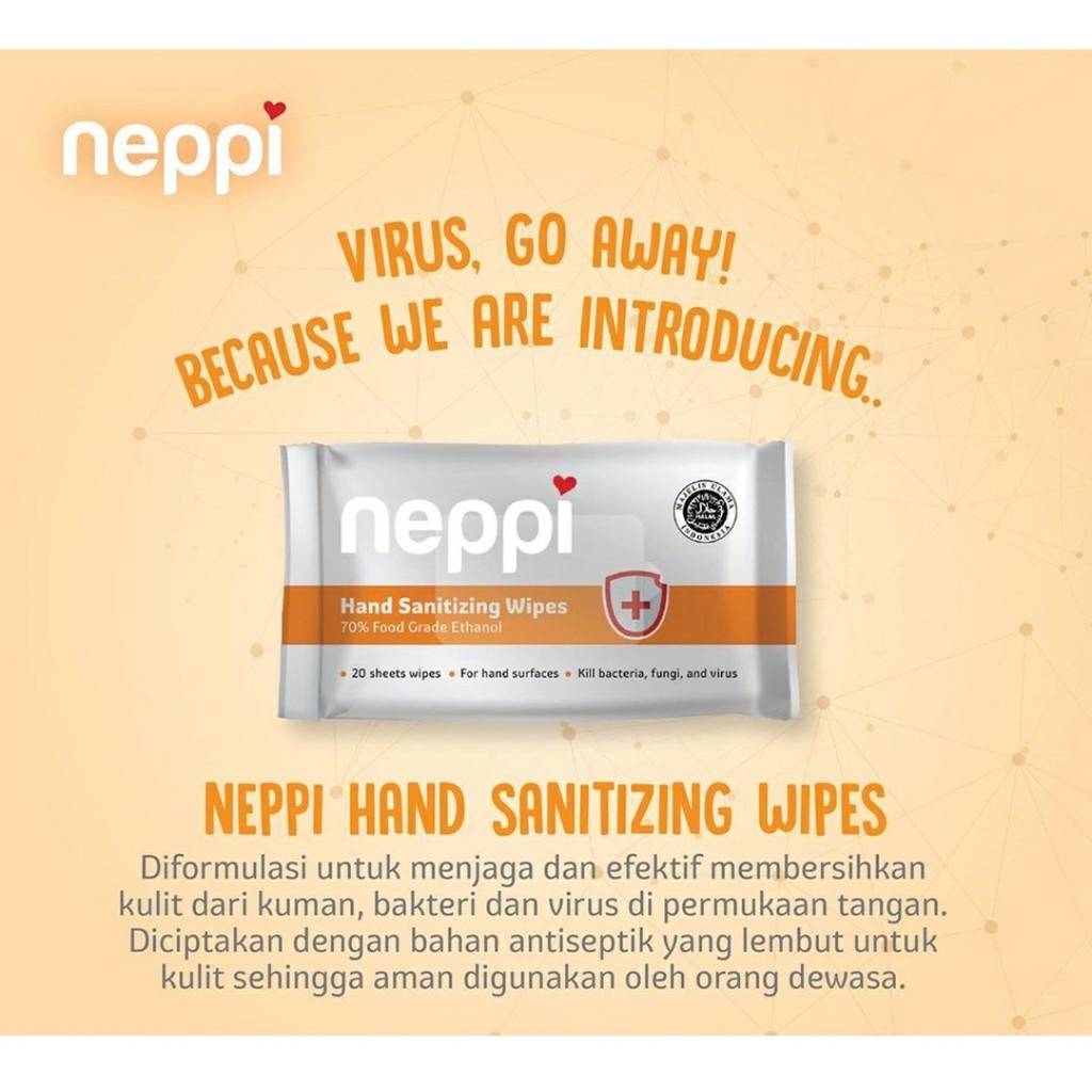 Tisu Alkohol - Neppi Hand Sanitizing Wipes 20s