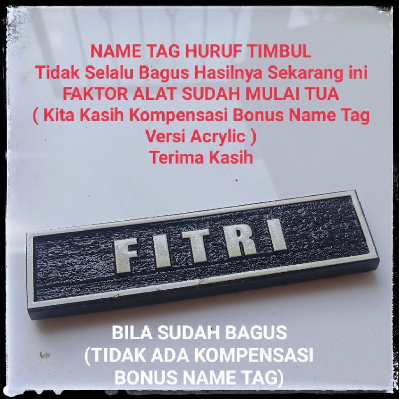 Name Tag Huruf Timbul