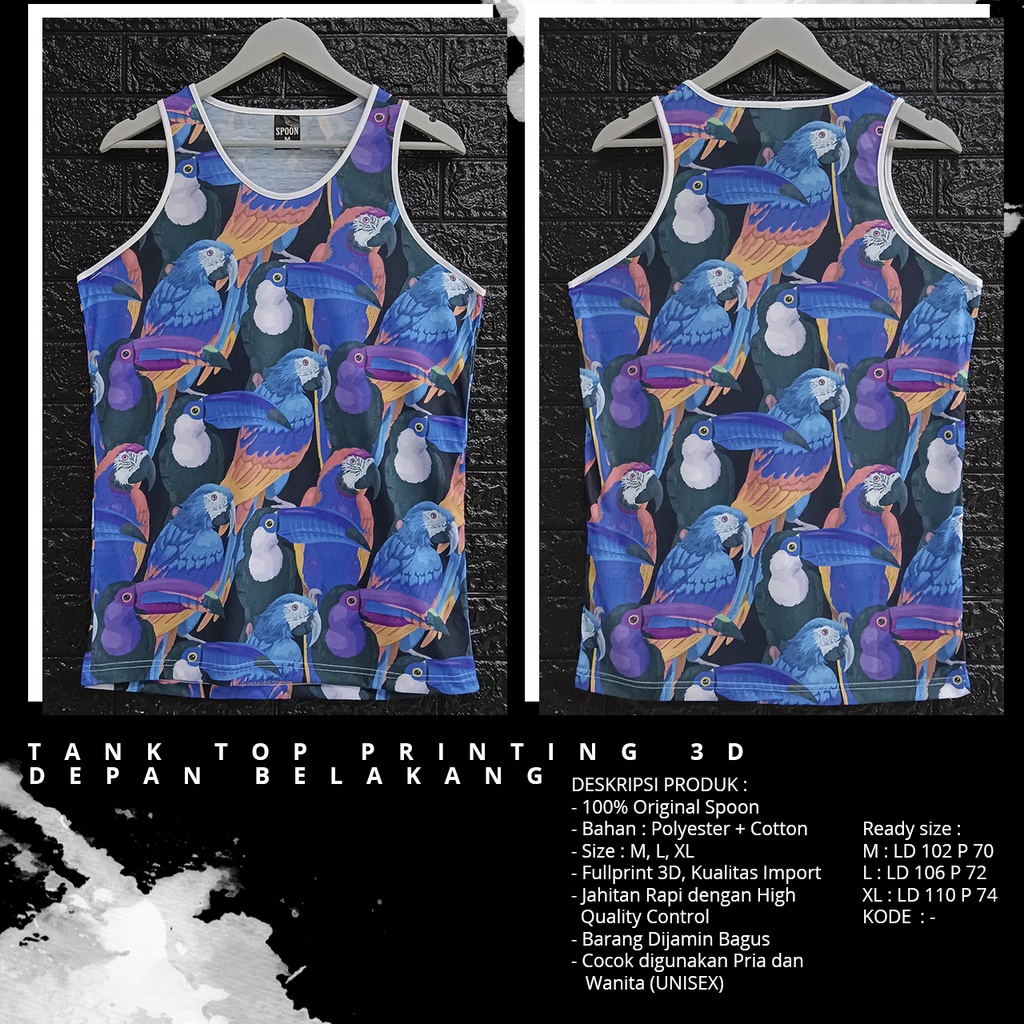Tanktop/Singlet Pria/Wanita Dewasa|Olahraga/Pantai | Motif - Parrot