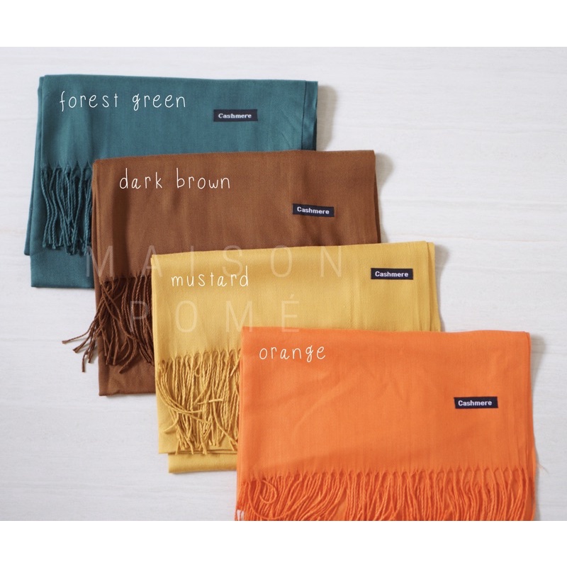 Cashmere Scarf Syal Kasmir Pashmina Shawl Polos Tebal