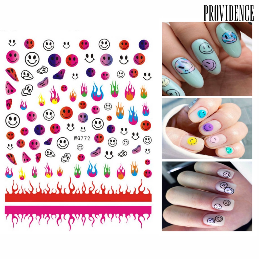 Providence Flame Smile Patterns Nail Sticker DIY Ultra Thin 6 Colors Fire Grimace Decal Decorations for Manicure