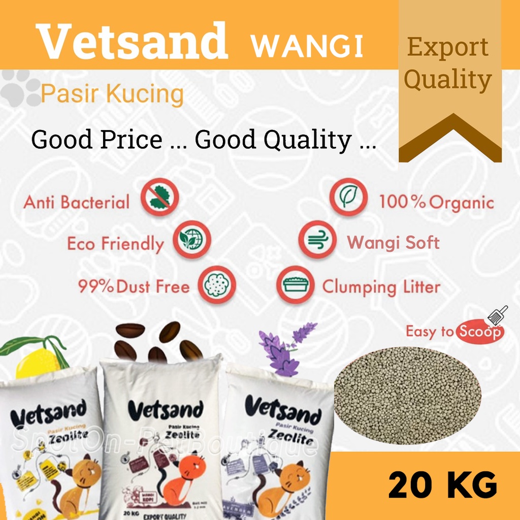 (Gojek) Pasir Wangi Gumpal Kucing 20 Kg 25 L Vetsand Pro | Pasir Kucing Bentonite Zeolite 25L 20KG 20L Top Toto CubnKit