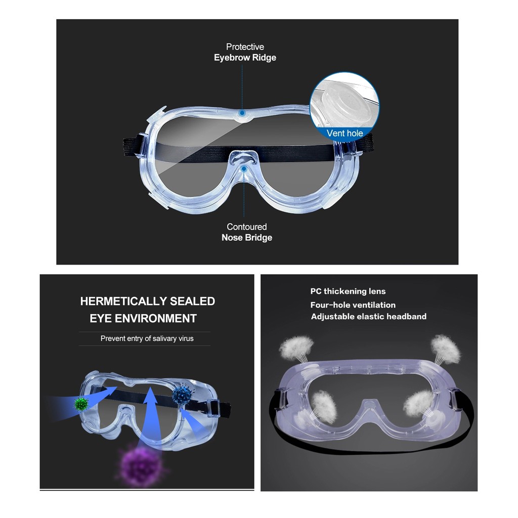 Goggles Kacamata Pelindung Anti Virus Air Liur Anti Fog Ventilasi Udara