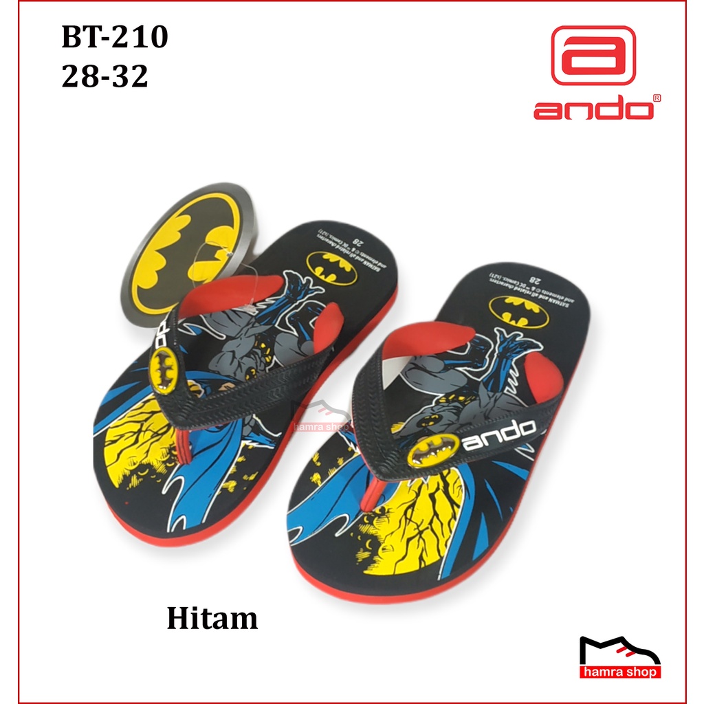 Ando BT 210 Sandal Jepit Anak Tanggung Karakter Batman Original/ Asli 28-37