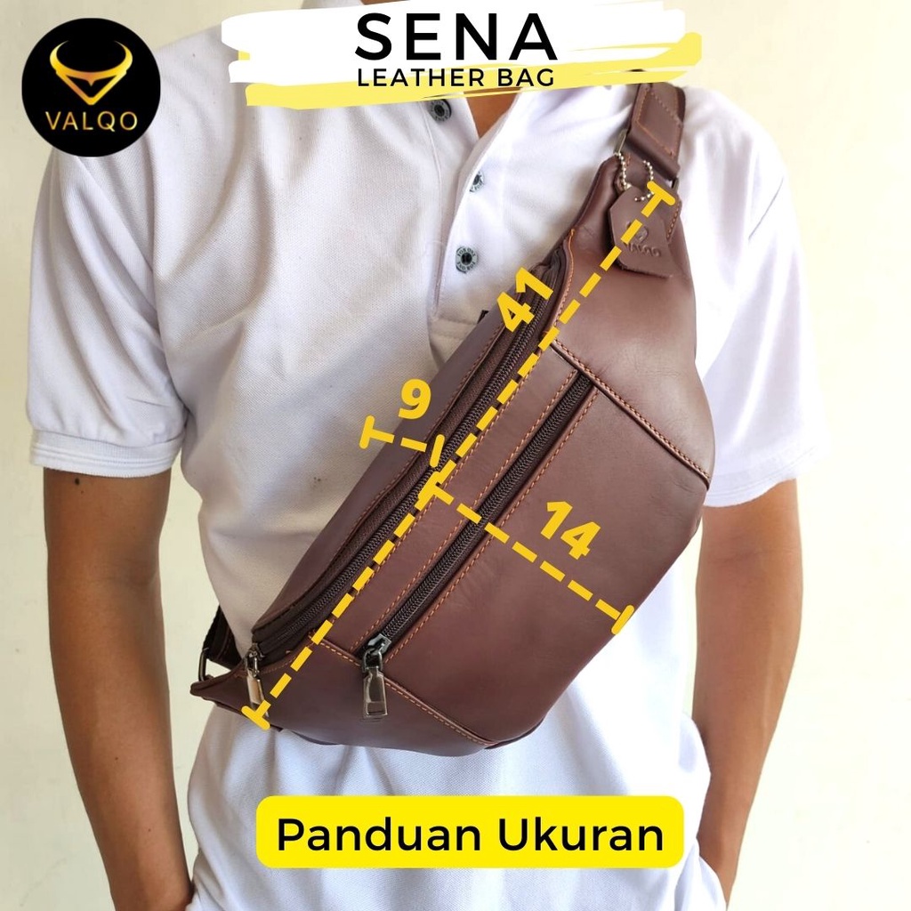 [VALQO] SENA Tas Kulit Sapi Waist Bag Dada Pinggang Sling bag Pria Wanita