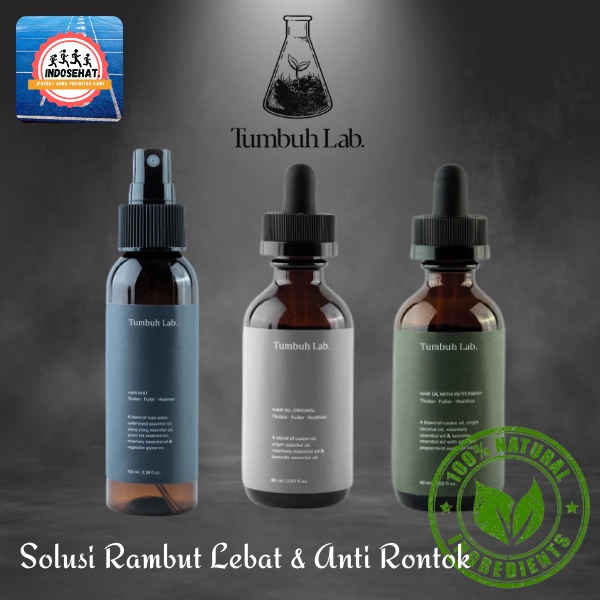TUMBUH LAB Hair Oil Original Peppermint Hair Mist - Minyak Perawatan Pelembut Rambut Rontok Ketombe Kering Rusak