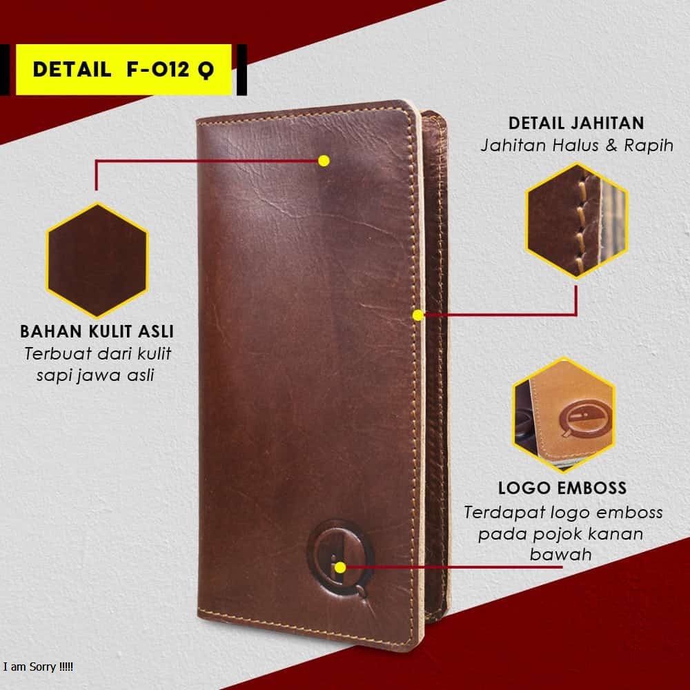 DOMPET KULIT PANJANG SANGAT RAPI UNTUK NYIMPAN UANG DAN 21 KARTU ATM BAHAN KULIT SAPI ASLI 100% F12Q