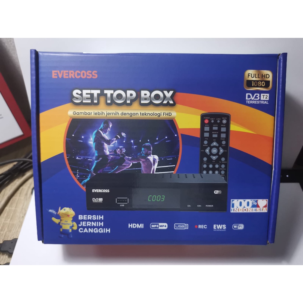 STB TV DIGITAL SET TOP BOX PRO EVERCOSS NON ADAPTER DIGITAL TV RECEIVER FULL HD terbaik android tv bergaransi tabung berkualitas W5F7