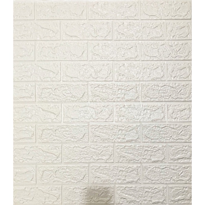 wallpaper 3D Foam / wallfoam dinding 3D Motif bata-putih 3mm