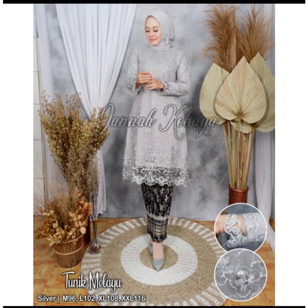 KEBAYA JUMBO LD 130 BIG SIZE &amp;SWAROSKI-KEBAYA TULLE MUTIARA-BAJU KEBAYA / KEBAYA MODERS JUMBO/KEBAYA JUMBO MURAH