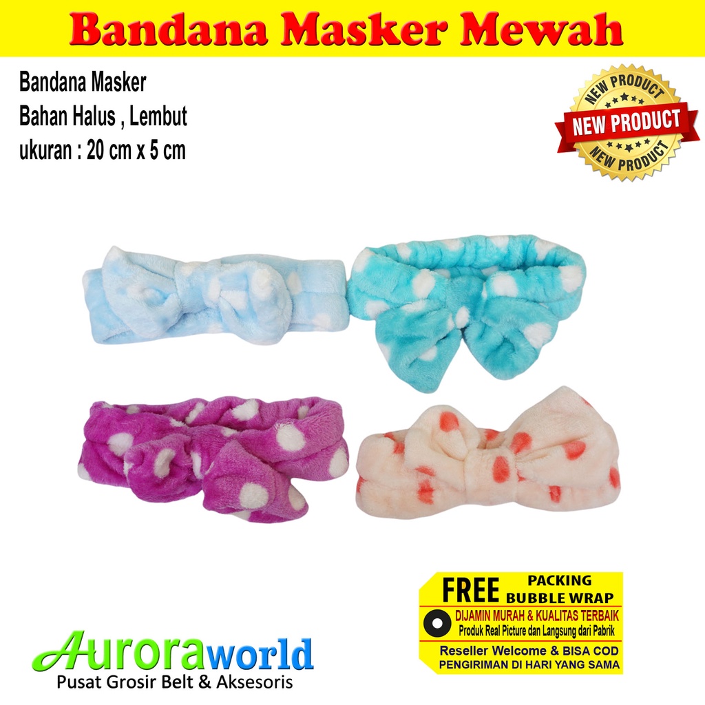 AURORAWORLD Headband shower/bandana mandi/bandana make up/bandana masker pita bermotif bahan Halus