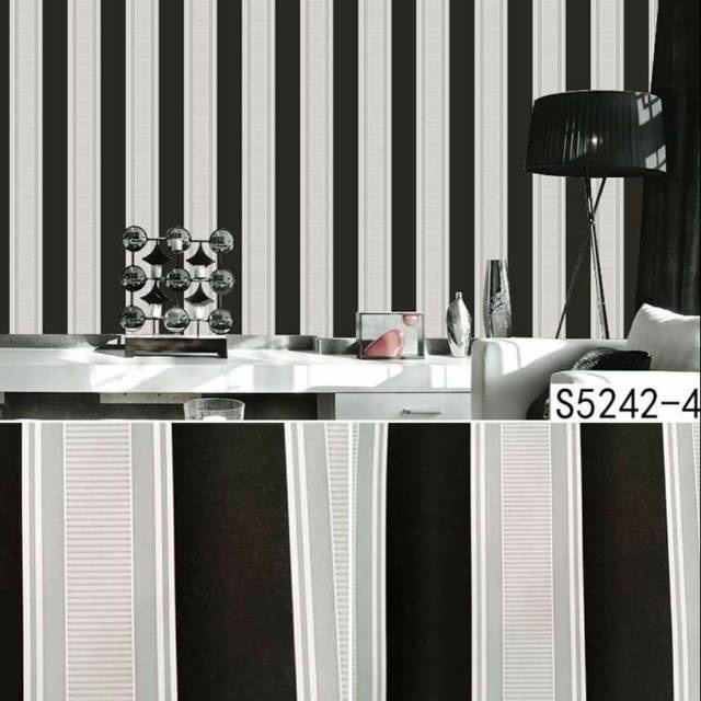 Walpaper Dinding Wallpaper Stiker Dinding / Wallpaper Ruang Tamu Aesthetic / Wallstiker Dinding Best Seller Motif Garis Hitam GH111