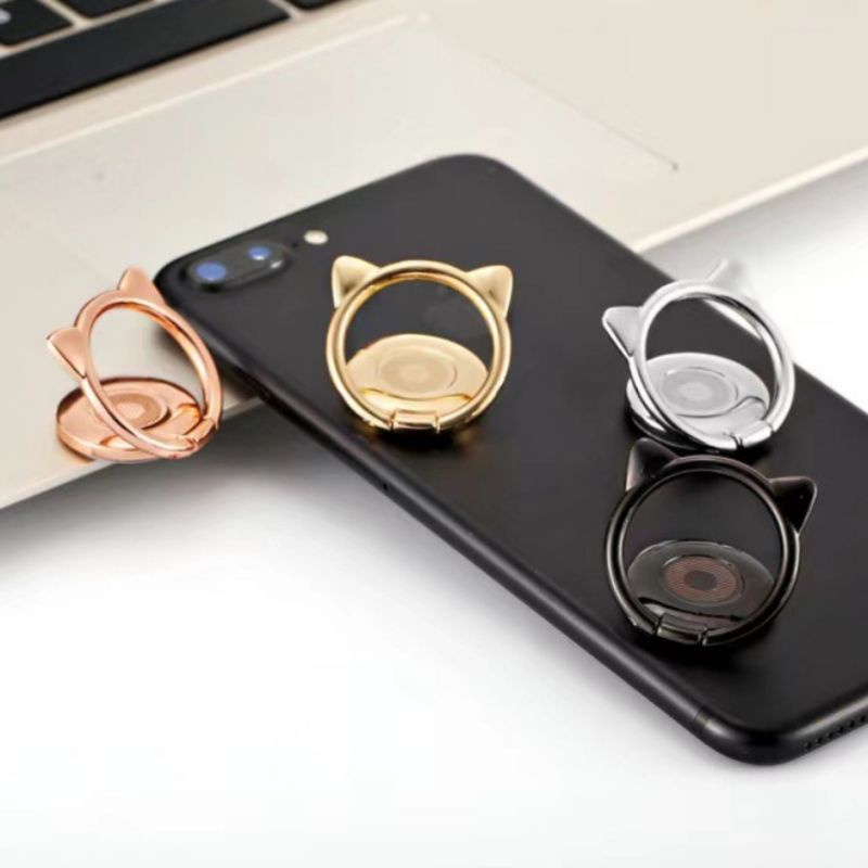 Ring Stand HP Magnetic Putar 360 Metal Cat Ear Phone Holder Universal iring