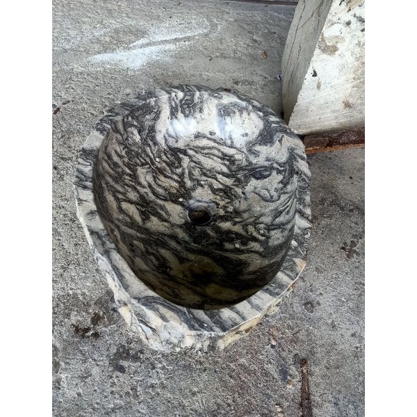 Wastafel batu alam marmer doreng army