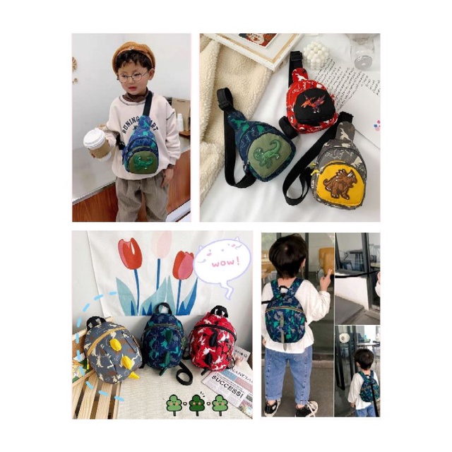 Tas selempang anak , tas anak cowok ,tas dino , tas bahu , waistbag , tas anak , tas anak perempuan 