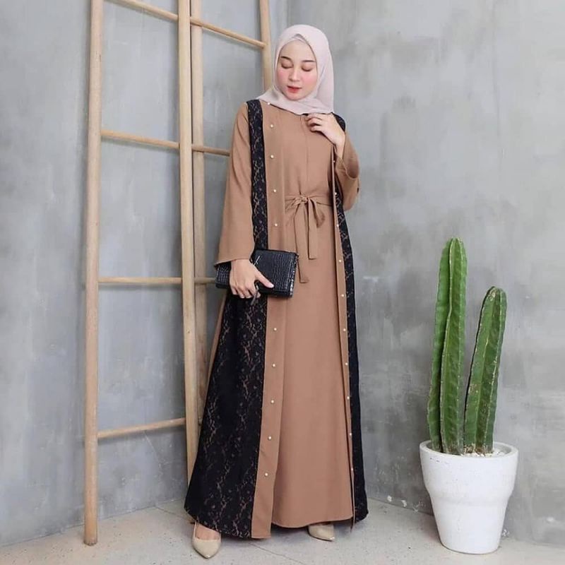 Baju Gamis Syari Muslim Pesta elina dress brukat Wanita Perempuan Dewasa Remaja Kekinian Terbaru 202