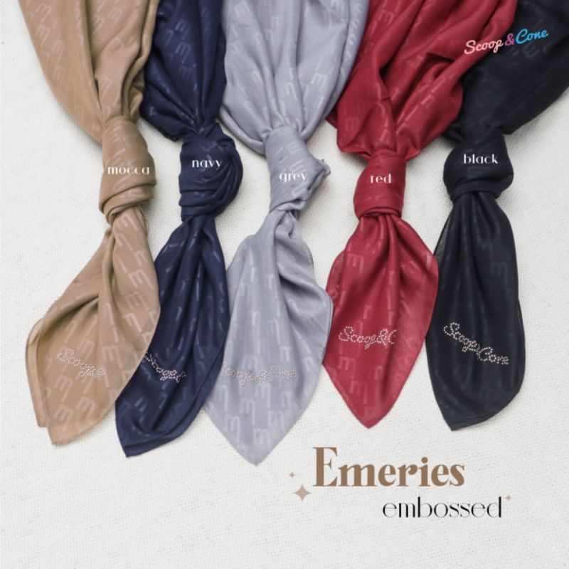 SCOOP AND CONE BY MONEL EMERIES EMBOSSED | KERUDUNG VOAL SEGI EMPAT HIJAB