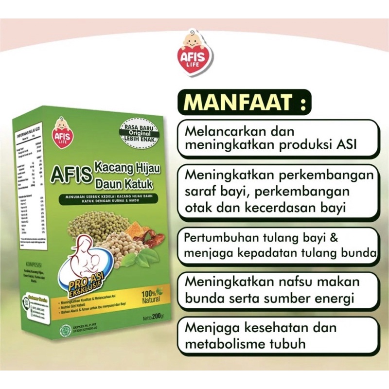 Afis Susu Almond / Asi Booster / Pelancar Asi Promo Beli 2 free 1 Kacang Hijau Katuk 60gr