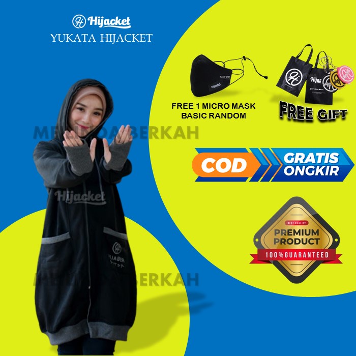 HIJACKET YUKATA BLACK - HIJAKET SERIES ORIGINAL JAKET HIJABERS HOODIE WANITA / JAKET WANITA MUSLIMAH