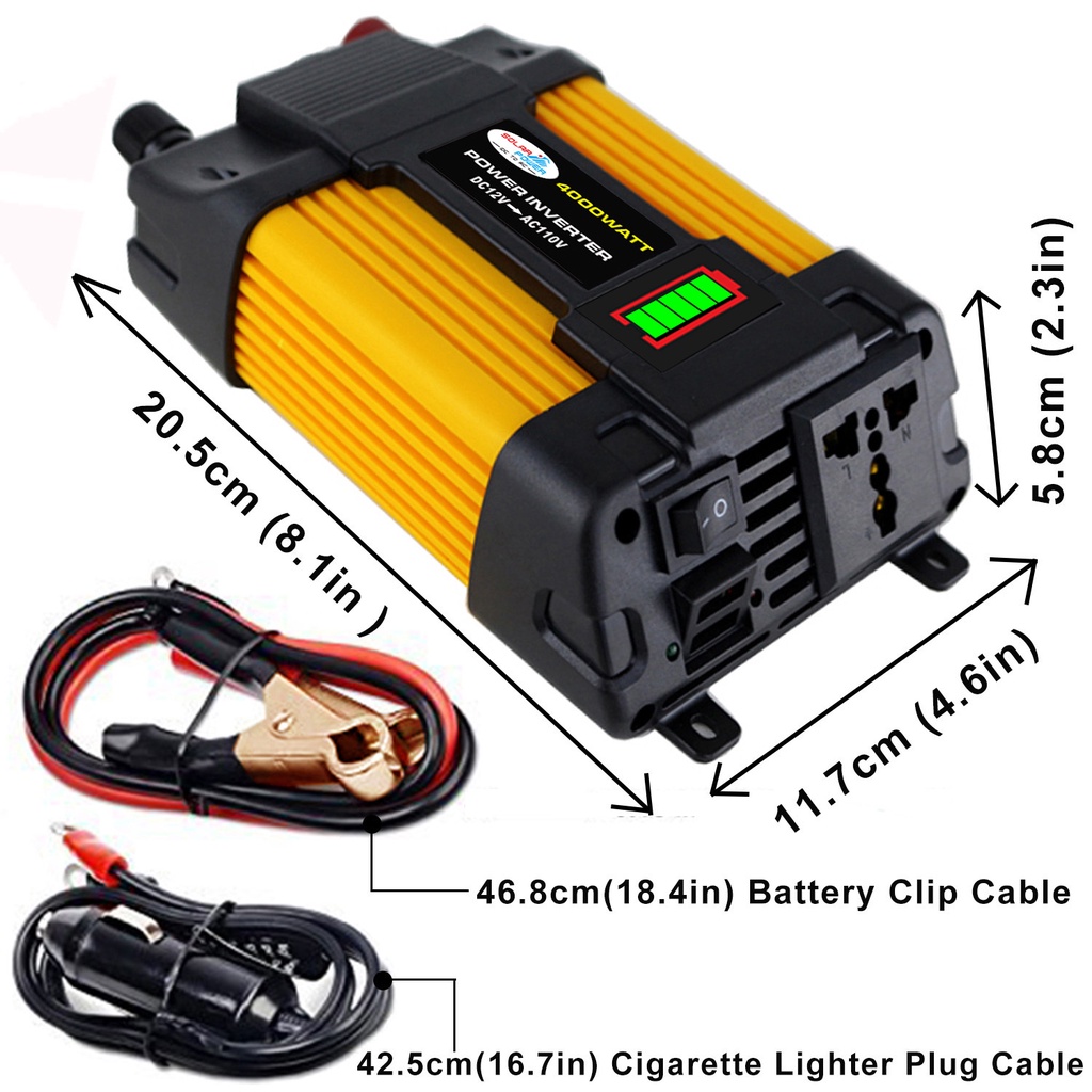 4000w Power inverter dual usb dengan display led untuk DC 12V to AC 220V mobil inverter tenaga surya
