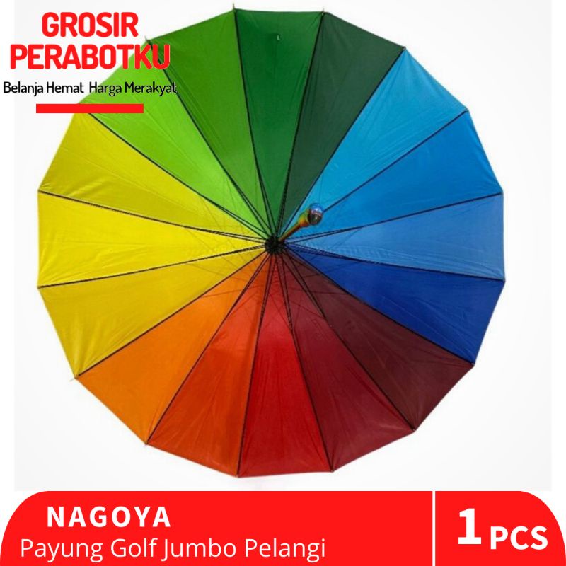 Payung Golf Pelangi Jumbo Besar 16 Jari Murah Kuat &amp; Kokoh Payung Besar Rainbow Payung Pelangi Besar Payung Warna Warni Jumbo Payung Murah Besar Payung Silver Payung Payung Besar Murah Meriah Umbrella Rainbow