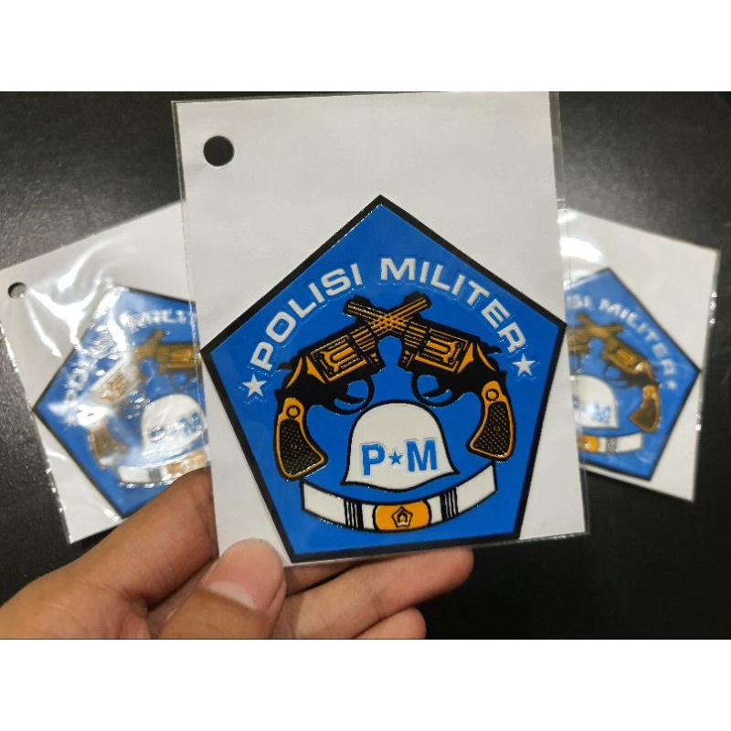 Stiker Embos POLISI MILITER SEGI LIMA ( 1 Pcs ) | Stiker kaca Polisi Militer | Stiker embos PM