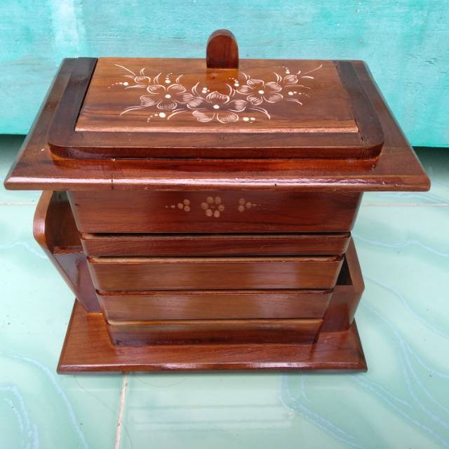 Tempat sendok garpu dan tisu.. bahan kayu jati. finising halus. pemekingan aman