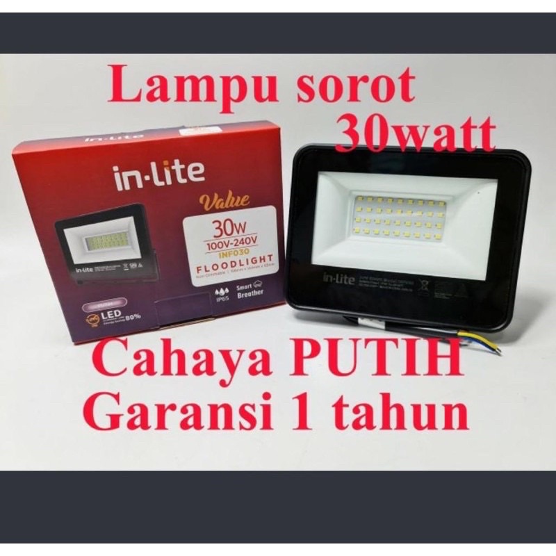 Lampu Sorot Led In-Lite 30 Watt/ Kap Sorot Led 030 Value 30 W Inlite cahaya putih