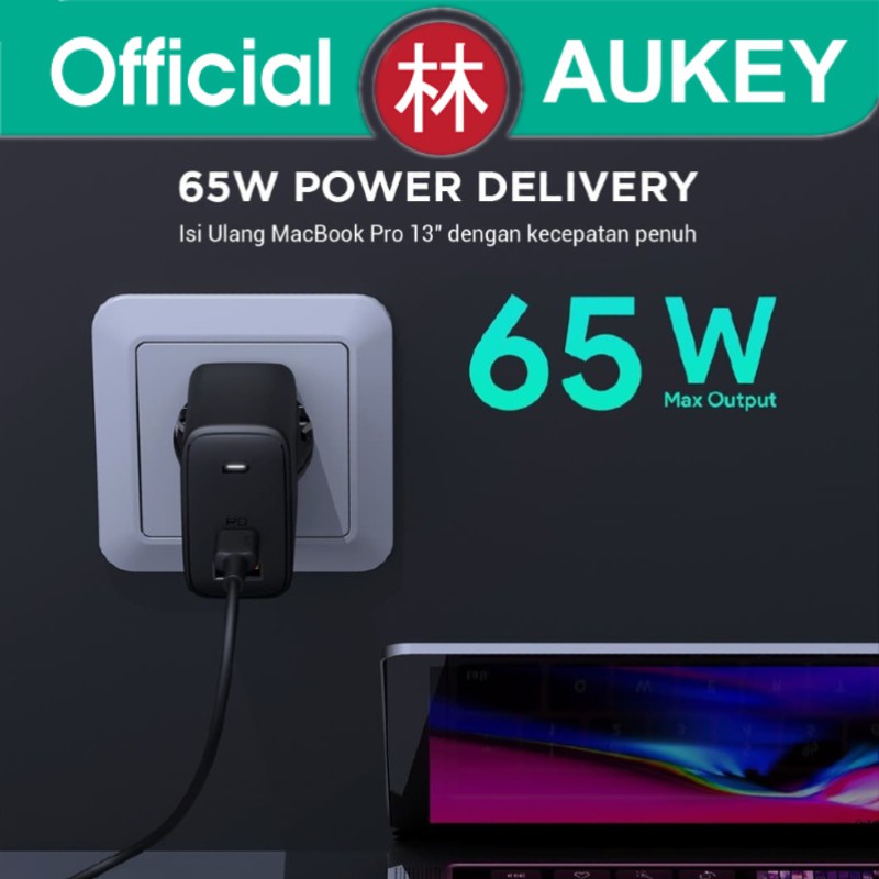 Aukey PA-B3 Wall Charger OMNIA Mix 65W 2 Port PD Charger