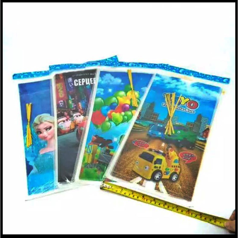 

[ISI 10 PCS] OPP Kantong Plastik Ulang Tahun SEDANG + KAWAT / Kantong Souvenir (Pokemon, Spiderman, Frozen, Mermaid, dll)