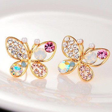 MORYMOSHI A13 Anting Diamond Rainbow Kupu-Kupu Earring Fashion Wanita Korea Aksesoris Fashion  Murah