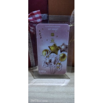 Baby gold emas mini logam mulia gift series happy birthday balon pink 0,001 gram