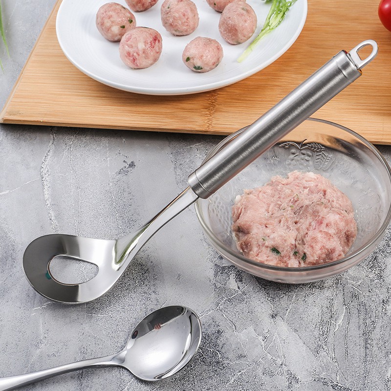 WJ249 Sendok Pembuat Bakso Bahan Stainless Steel Anti Lengket Dengan Gagang Panjang