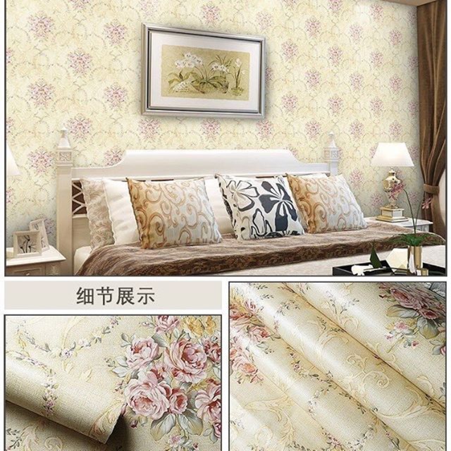 Wallpaper Dinding Motif BUNGA KREM