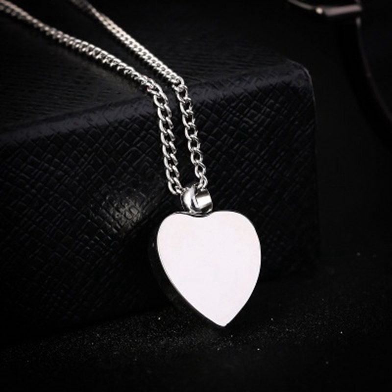 itanium Steel Always My Heart Funeral Cremation Jewelry Silver Urn Necklace Pendant For Ashes Memorial Keepsake Necklace